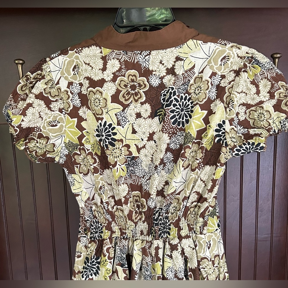 Y2K MAGIC Babydoll Brown Floral Beaded Dress Fairy Grunge Retro Indie Boho Sz S - Picture 13 of 16
